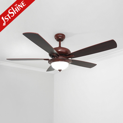 3000K Retro Ceiling Fan With Dark Walnut Blades And Glass Lampshade