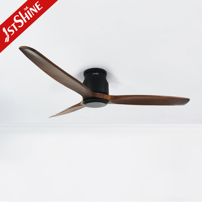 Flush Mount Ceiling Fan With Remote Control，Solid  Blade Quiet  DC Motor