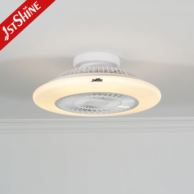 Flush Mount Bladeless Ceiling Fan With LED Light DC Motor Starry Lampshade