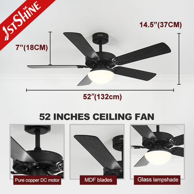 Black Ceiling Fan With Light Kit Multifunction 6 Speed Wind Speed