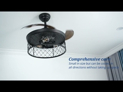 พัดลมเพดานมองไม่เห็นห้องนอนบ้านไร่ขนาด 42 นิ้วพร้อมไฟและรีโมทคอนโทรล