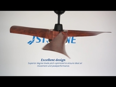 พัดลมเพดาน Led สีไม้ 54 นิ้ว ใบมีดพลาสติก 3 ใบพร้อมรีโมทคอนโทรล