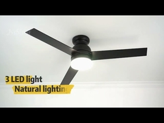 พัดลมเพดานตกแต่งรีโมทคอนโทรล 5 ความเร็วใบมีด Mdf พลาสติกสีดำ