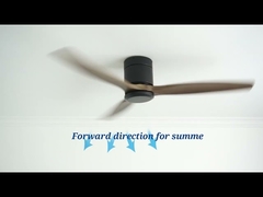 ใบมีดไม้ธรรมชาติ 3 ใบพัดลมเพดานโปรไฟล์ต่ำขนาด 52 นิ้วพร้อมไฟ LED