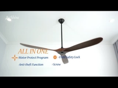 พัดลมเพดานไม้เนื้อแข็ง 70 นิ้ว 3 พร้อมรีโมทควบคุมมอเตอร์ DC เงียบ