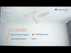 พัดลมเพดานกันน้ำพร้อมไฟ DC มอเตอร์ 3 ใบพัดพลาสติก พัดลมเพดาน LED สีขาว