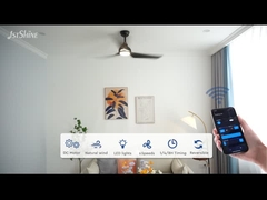 52 นิ้ว สีดํารีโมท LED พัดลมเพดาน Abs Blade Whisper-Quiet Motor