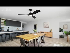 2in1 พัดลมเพดาน พร้อมเครื่องขับไฟ DC ความเร็วสูง พัดลมฉลาดสีดํา