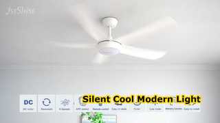 พัดลมเพดานสีขาวทันสมัย ​​ไฟ LED เงียบ