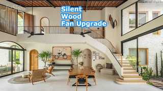 พัดลมเพดานไม้สีดำขนาด 52 นิ้วมอเตอร์กระแสตรงเงียบ