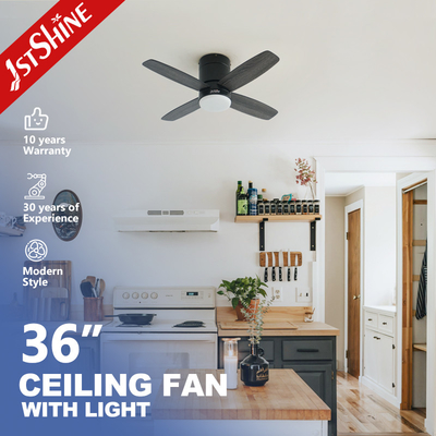 คุณภาพ  36 Inch Modern Led Invisible Ceiling Fan Mini 4 Plywood Blades Low Profile Dimming Light โรงงาน