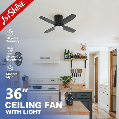36 นิ้ว โมเดิร์น Led Invisible Ceiling Fan มินิ 4 ใบพับพลาสโฟลด์ ต่ําโปรไฟล์ดับแสง