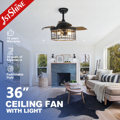 ราคาดี กรงเหล็กภายใน 36 นิ้ว E27 * 3 หลอดไฟ LED แฟนเพดานที่มองไม่เห็นด้วยใบเล็บถอน ออนไลน์